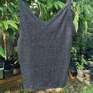 American Eagle black metallic strap top